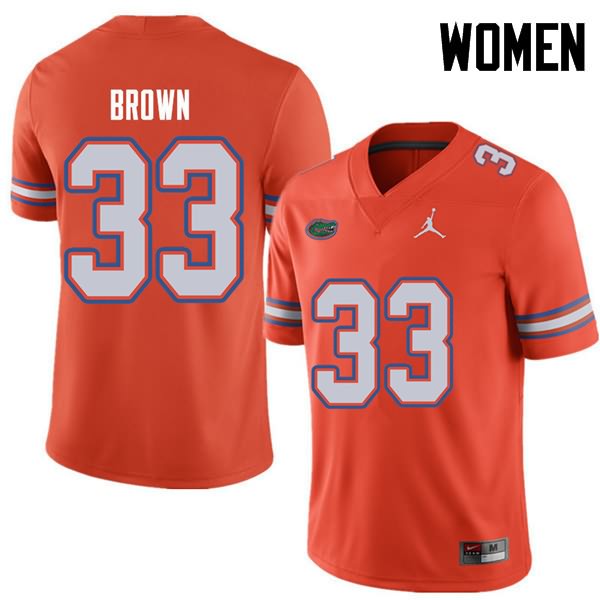 NCAA Florida Gators Mack Brown Women's #33 Jordan Brand Orange Stitched Authentic College Football Jersey CFX3364KF